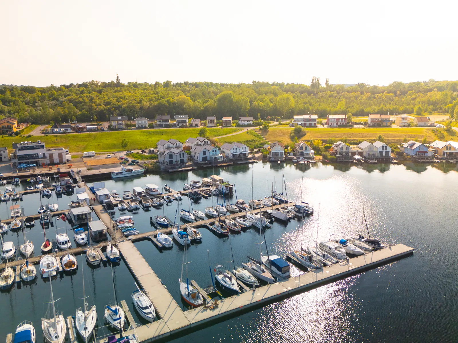 Lakeside promenade with holiday homes